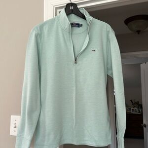 Vineyard vines men’s adult medium cotton pale green quarter zip sweater